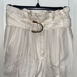 Express Cream Pinstripe Paperbag Pants